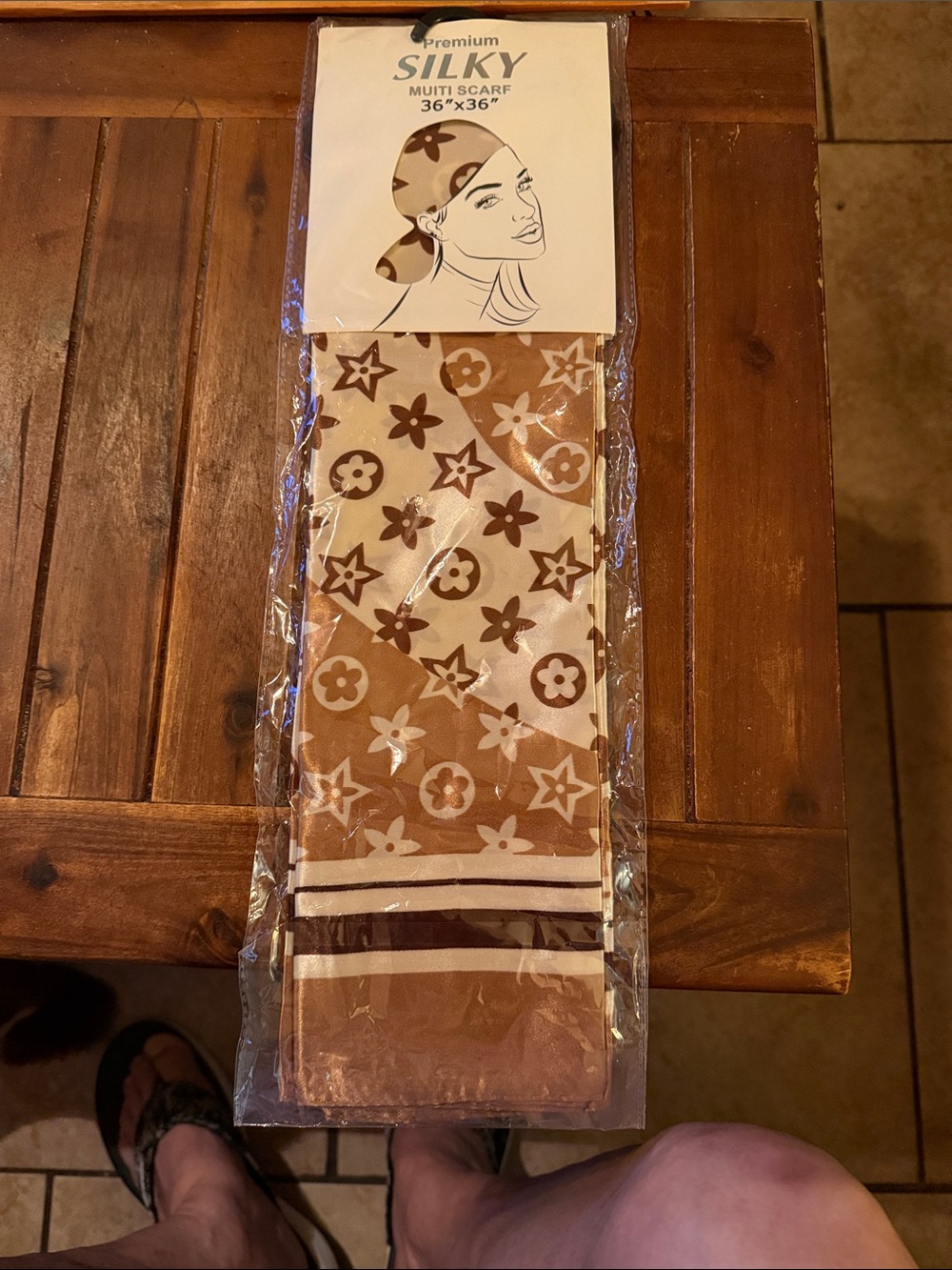 Premium Silky Multi Scarf in Brown and White